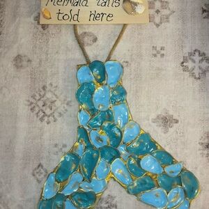 Mermaid Tail Wall Decor with Blue and Gold Accents